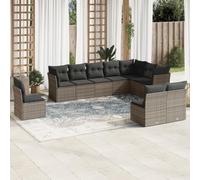 BOWEKAM Muebles, muebles de exterior, juegos de muebles de exterior, juego de sofá de jardín de 10 piezas con cojines, ratán de poliéster gris