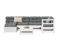 BOWEKAM Muebles, muebles de exterior, juegos de muebles de exterior, juego de sofá de jardín de 7 piezas, madera maciza de pino blanco