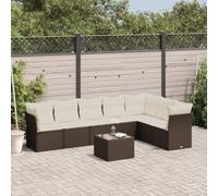 BOWEKAM Muebles, muebles de exterior, juegos de muebles de exterior, juego de sofá de jardín de 8 piezas con cojines, ratán de poliéster marrón