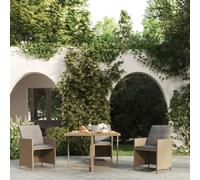 BOWEKAM Muebles, muebles de exterior, mesas de exterior, mesa de jardín, color beige, 109 x 107 x 74 cm, ratán polivinílico y madera maciza de acacia