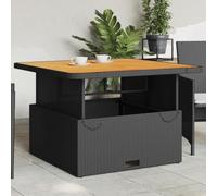 BOWEKAM Muebles, muebles de exterior, mesas de exterior, mesa de jardín, color negro, 110 x 110 x 71 cm, ratán sintético y madera de acacia