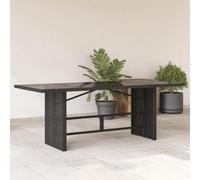 BOWEKAM Muebles, muebles de exterior, mesas de exterior, mesa de jardín con parte superior de cristal, color negro, 190 x 80 x 75 cm, ratán polivinílico