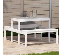 BOWEKAM Muebles, muebles de exterior, mesas de exterior, mesa de picnic, color blanco, 110 x 134 x 75 cm, madera maciza de pino