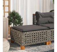 BOWEKAM Muebles, muebles de exterior, reposapiés de exterior, taburete de jardín con cojín, color gris, 63,5 x 56 x 32 cm, ratán sintético