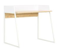 BOWEKAM Muebles, muebles de oficina, escritorios, escritorio blanco y roble, 90 x 60 x 88 cm