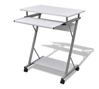 BOWEKAM Muebles, muebles de oficina, escritorios, escritorio compacto para computadora con bandeja extraíble para teclado, color blanco