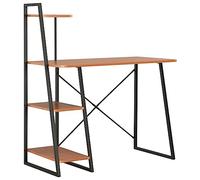 BOWEKAM Muebles, muebles de oficina, escritorios, escritorio con estantería negro y marrón, 102 x 50 x 117 cm