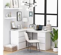 BOWEKAM Muebles, muebles de oficina, escritorios, escritorio esquinero, color blanco, 145 x 100 x 76 cm, madera de ingeniería
