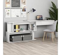 BOWEKAM Muebles, muebles de oficina, escritorios, escritorio esquinero, color blanco brillante, 200 x 50 x 76 cm, madera de ingeniería