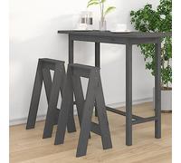 BOWEKAM Muebles, sillas, sillas y taburetes plegables, taburetes, 2 unidades, color gris, 40 x 40 x 75 cm, madera maciza de pino