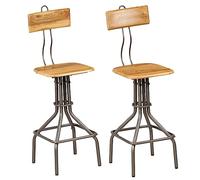 BOWEKAM Muebles, sillas, taburetes de mesa y bar, sillas de bar, 2 piezas de madera de teca reciclada maciza