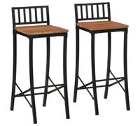 BOWEKAM Muebles, sillas, taburetes de mesa y bar, sillas de bar, 2 piezas de madera maciza de acacia