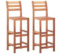BOWEKAM Muebles, sillas, taburetes de mesa y bar, sillas de bar, 2 piezas de madera maciza de acacia