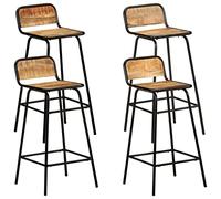 BOWEKAM Muebles, sillas, taburetes de mesa y bar, sillas de bar, 4 piezas de madera de mango maciza