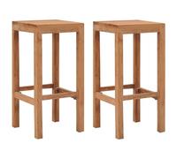 BOWEKAM Muebles, sillas, taburetes de mesa y bar, taburetes de bar, 2 piezas de madera de teca maciza
