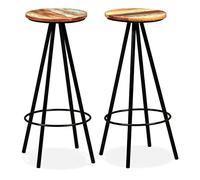 BOWEKAM Muebles, sillas, taburetes de mesa y bar, taburetes de bar, 2 piezas de madera maciza recuperada