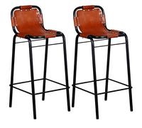 BOWEKAM Muebles, sillas, taburetes de mesa y bar, taburetes de bar, 2 piezas de piel auténtica