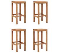 BOWEKAM Muebles, sillas, taburetes de mesa y bar, taburetes de bar, 4 piezas de madera de teca maciza