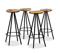 BOWEKAM Muebles, sillas, taburetes de mesa y bar, taburetes de bar, 4 piezas de madera maciza recuperada