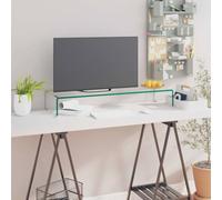 BOWEKAM Muebles, soporte para televisor/monitor elevador, cristal transparente, 90 x 30 x 13 cm