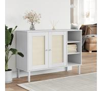 BOWEKAM Muebles y almacenamiento-buffets y aparadores SENJA aspecto ratán blanco 112 x 40 x 80 cm madera maciza de pino
