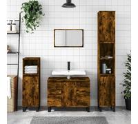 BOWEKAM Muebles y almacenamiento-Muebles de tocador de baño - Armario de baño de roble ahumado 80 x 33 x 60 cm, madera de ingeniería