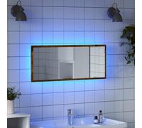 BOWEKAM Muebles y almacenamiento-Muebles de tocador de baño, espejo de baño LED, madera vieja, 100 x 8,5 x 37 cm, madera de ingeniería
