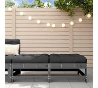 BOWEKAM Reposapiés de jardín con cojines, 2 unidades, madera maciza de pino gris