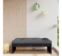 BOWEKAM Reposapiés de jardín negro 120 x 80 cm madera maciza de pino