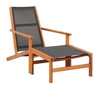BOWEKAM Silla de jardín con reposapiés, madera maciza de eucalipto y textileno, elección de muebles