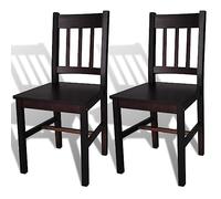 BOWEKAM Sillas de comedor para el hogar y el jardín, 2 piezas, madera de pino marrón oscuro, elección de muebles