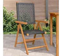 BOWEKAM Sillas de jardín, 2 piezas, madera maciza de acacia y ratán polivinílico