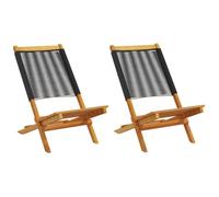 BOWEKAM Sillas de jardín de 2 piezas, madera maciza de acacia y polipropileno, color negro