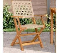 BOWEKAM Sillas de jardín de 2 piezas, madera maciza de acacia y ratán polivinílico, color beige