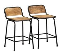 BOWEKAM Sillas de mesa y taburetes de bar, 2 unidades, 46 x 35,5 x 70 cm, madera maciza, mango rugoso