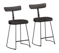 BOWEKAM Sillas de mesa y taburetes de bar, 2 unidades, color negro, 49 x 43 x 79 cm, mango de madera maciza