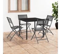 BOWEKAM Sillas plegables para exteriores para hogar y jardín, 4 piezas, acero negro y textileno, elección de muebles