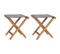 BOWEKAM Sillas plegables para hogar y jardín, 2 piezas, madera de teca maciza y tela, color gris oscuro, elección de muebles