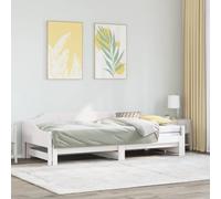 BOWEKAM Sofá cama con nido sin colchón, color blanco, 90 x 190 cm, madera maciza