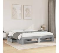 BOWEKAM Somier de cama sin colchón, color gris, 180 x 200 cm, madera de ingeniería Super King