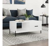 BOWEKAM Tables-Accent Mesas de centro, mesa de centro, color blanco brillante, 90 x 50 x 40 cm, madera de ingeniería