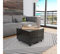 BOWEKAM Tables-Accent Meses-Mesas de centro-Mesa de centro, color negro brillante, 60 x 60 x 35 cm, madera de ingeniería