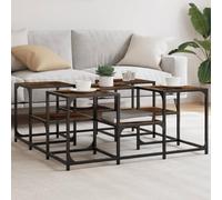 BOWEKAM Tables-Mesas de centro, mesa de centro, roble ahumado, 91 x 91 x 40 cm, madera de ingeniería