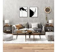 BOWEKAM Tables-Mesas de centro, mesas auxiliares, 2 piezas, roble marrón, 40 x 40 x 40 cm, madera de ingeniería