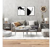 BOWEKAM Tables-Mesas de centro, mesas auxiliares, 2 unidades, color gris, 40 x 40 x 40 cm, madera de ingeniería