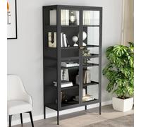 BOWEKAM Vitrina antracita 90x40x180 cm acero y vidrio templado