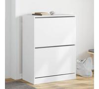 BOWEKAM Zapatero con 2 cajones abatibles, color blanco, 80 x 42 x 108 cm