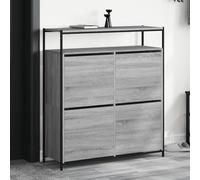 BOWEKAM Zapatero con 4 cajones abatibles, color gris, 100 x 34 x 112 cm