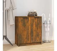 BOWEKAM Zapatero de roble ahumado, 59 x 35 x 70 cm, muebles de madera de ingeniería, armarios y almacenamiento