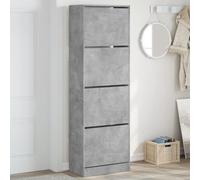 BOWEKAM Zapatero para hogar y jardín con 4 cajones abatibles, color gris hormigón, 60 x 34 x 187,5 cm, elección de muebles
